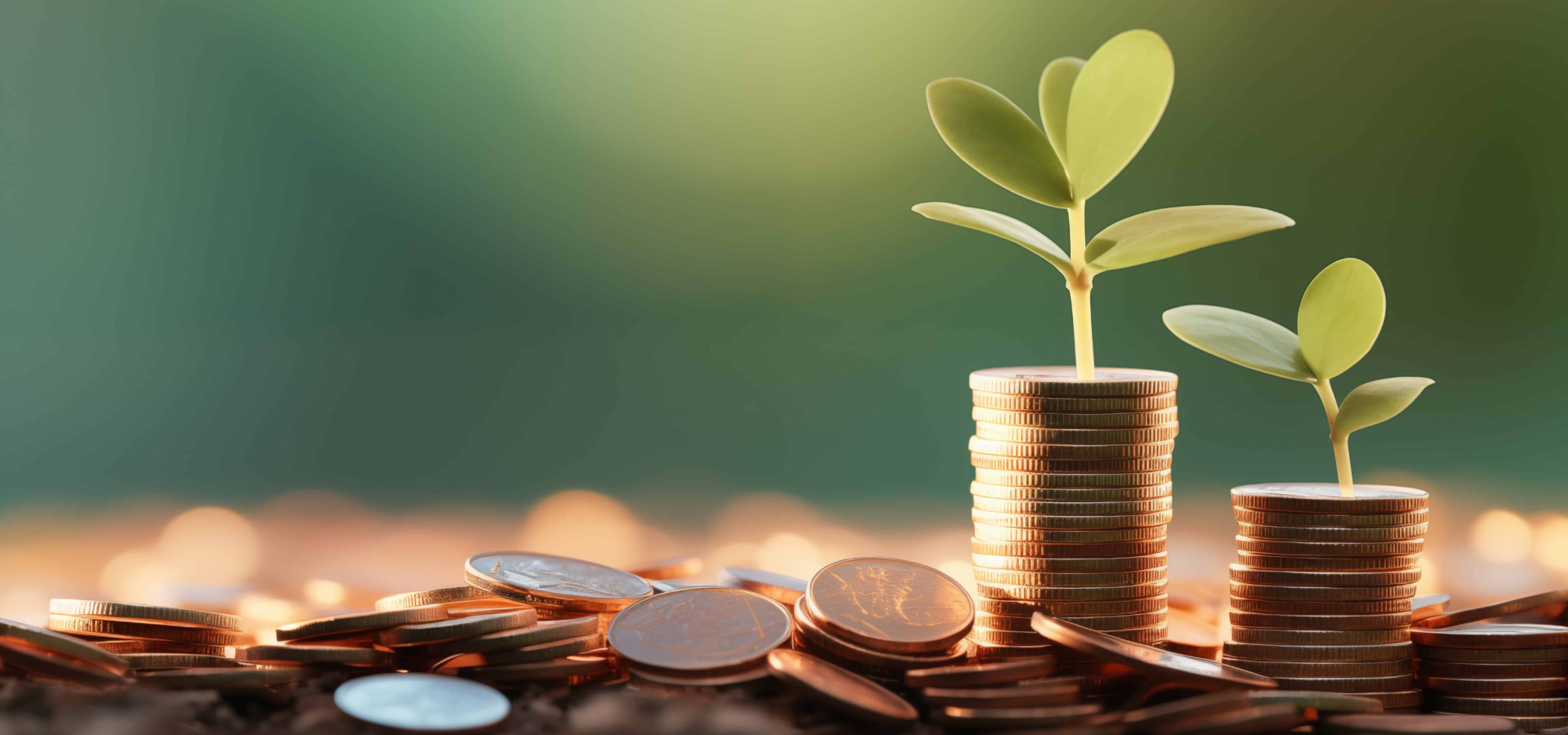 Coins growing into a plant representing financial growth